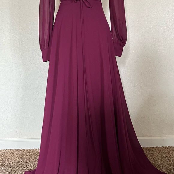 Lulu's My Whole Heart Long Sheer Button Sleeve Maxi Wrap Dress - Picture 9 of 15